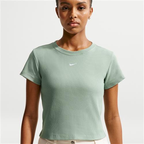 Tætsiddende og kortærmet Nike -T-shirt i ribstof til kvinder - grøn