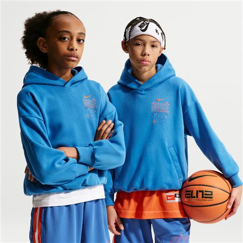 Oversized Nike -basketballhættetrøje i fleece til større børn - blå