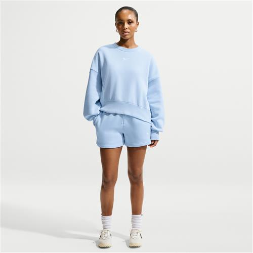 Nike Phoenix Fleece-shorts med mellemhøj talje til kvinder (10,2 cm) - blå