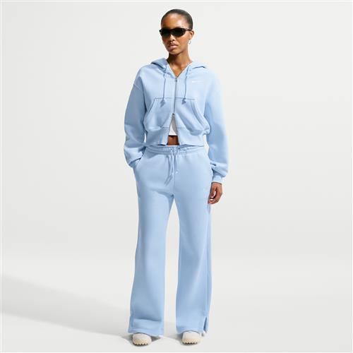 Højtaljede Nike Phoenix Fleece-bukser med brede ben til kvinder - blå