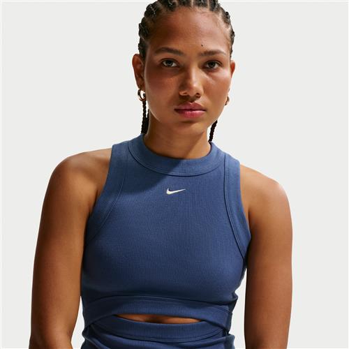 Maskinstrikket Nike Chill-tanktop med tætsiddende ribkant til kvinder - blå