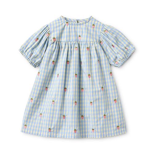 Flöss Mille Kjole Sky Berry Gingham  Sky Berry Gingham 80 cm  Blå  80 cm  kvinde