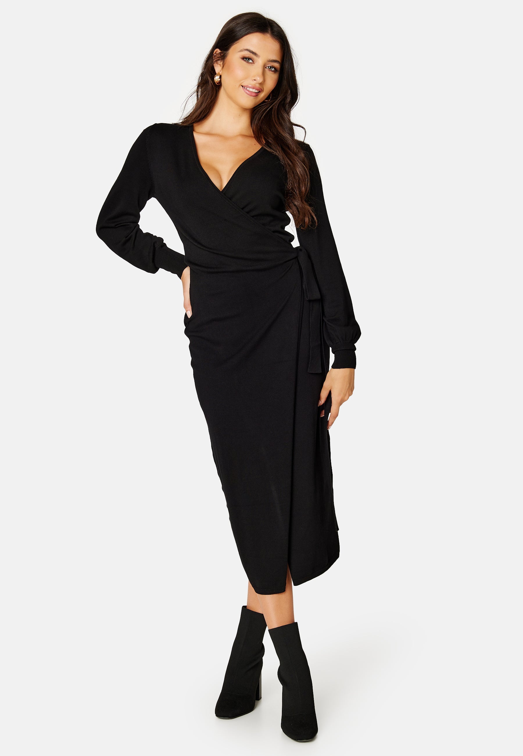 BUBBLEROOM Ryann knitted wrap dress
