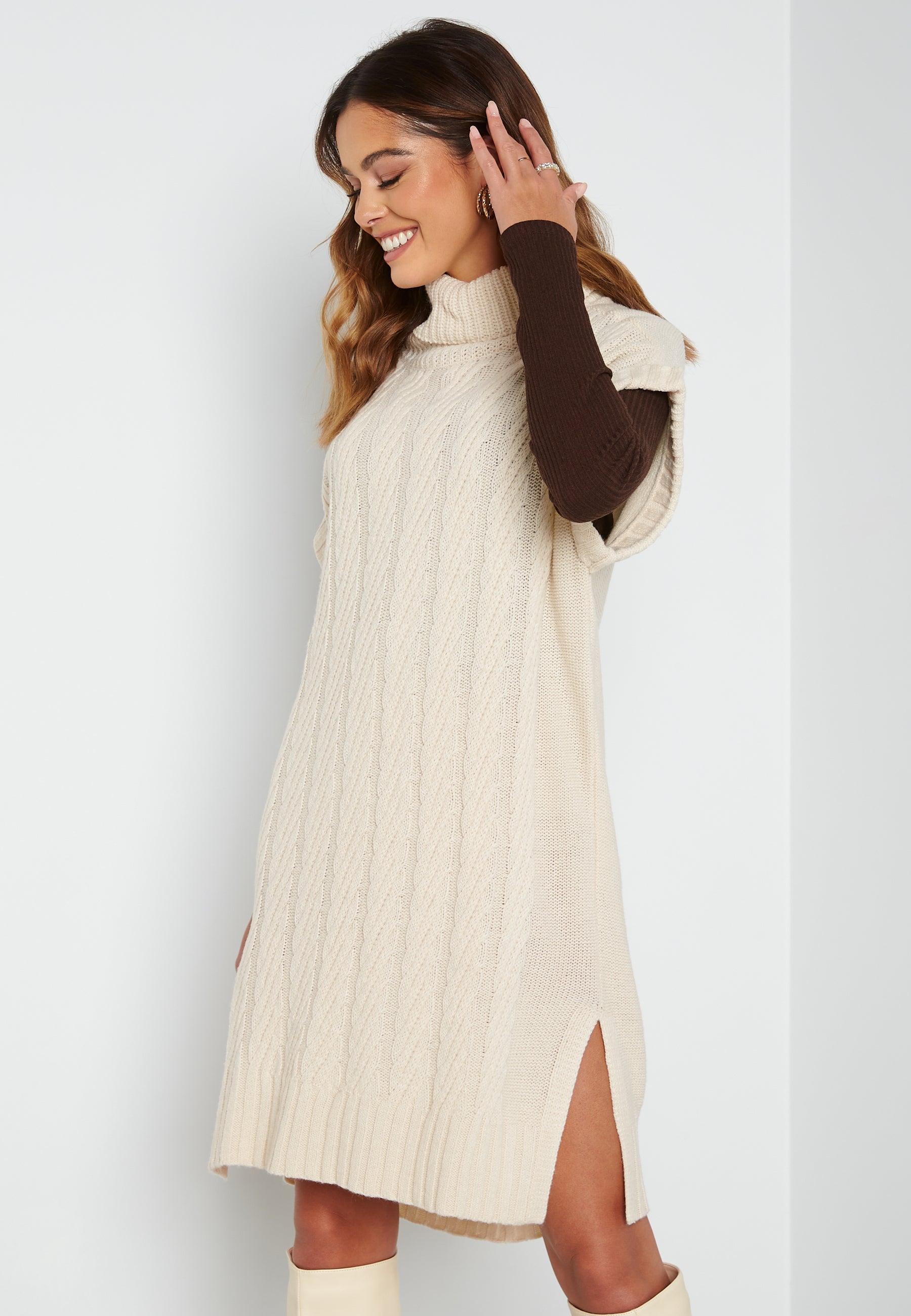 JDY Fara Roll Neck Cable Vest