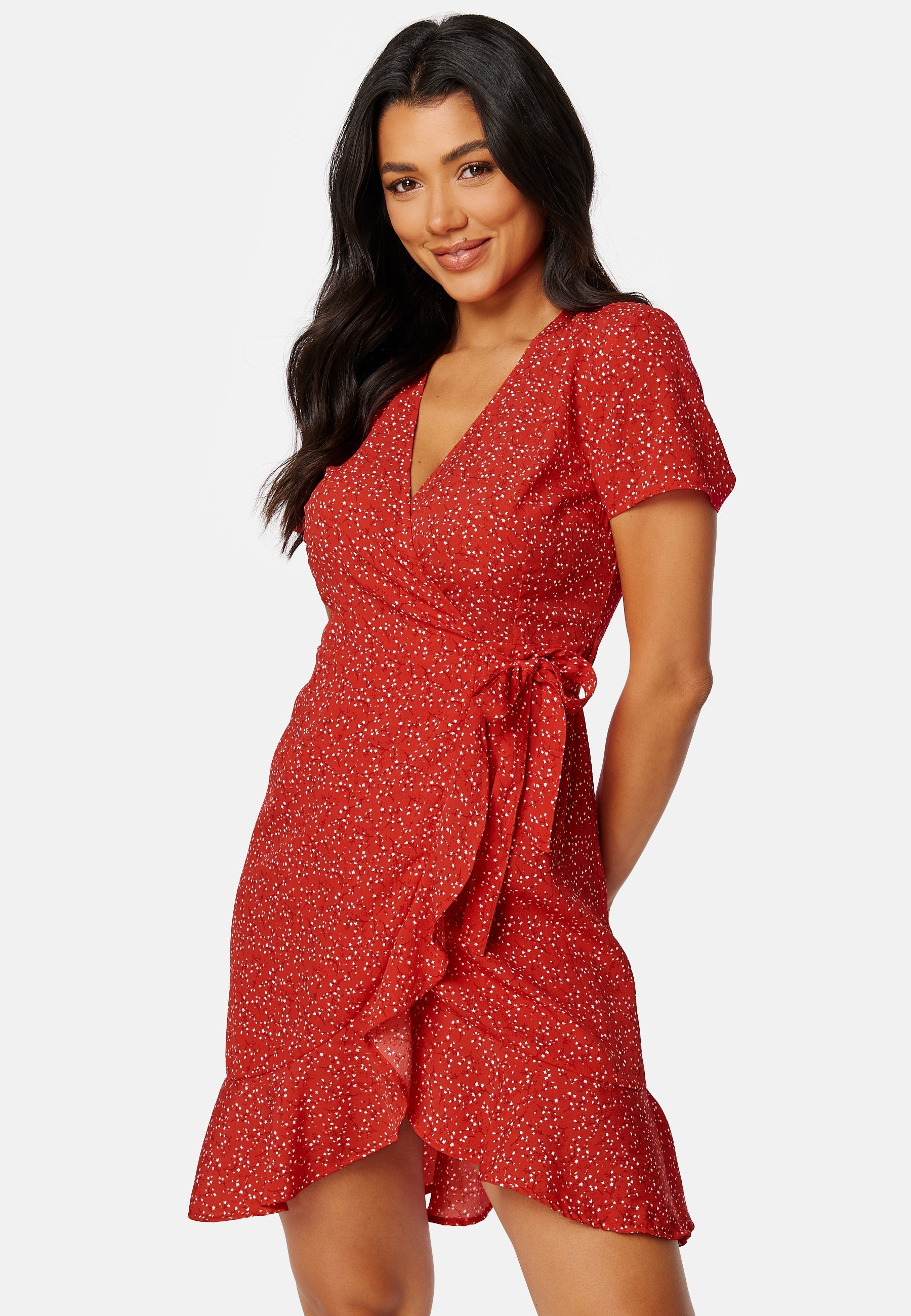 BUBBLEROOM Flounce Short Wrap Dress