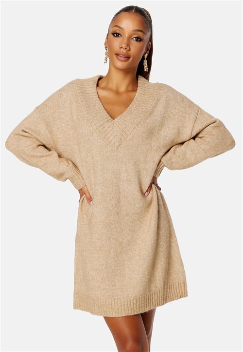 BUBBLEROOM Knitted V-neck Sweater Dress