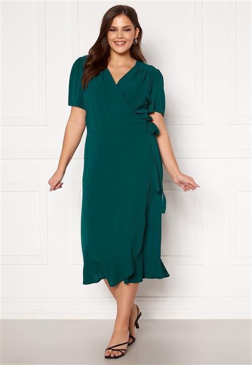 John Zack Curve Short Sleeve Wrap Frill Curve Dress