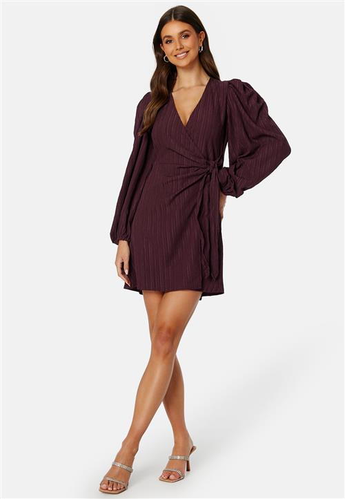 BUBBLEROOM Balloon Sleeve Structured Wrap Dress