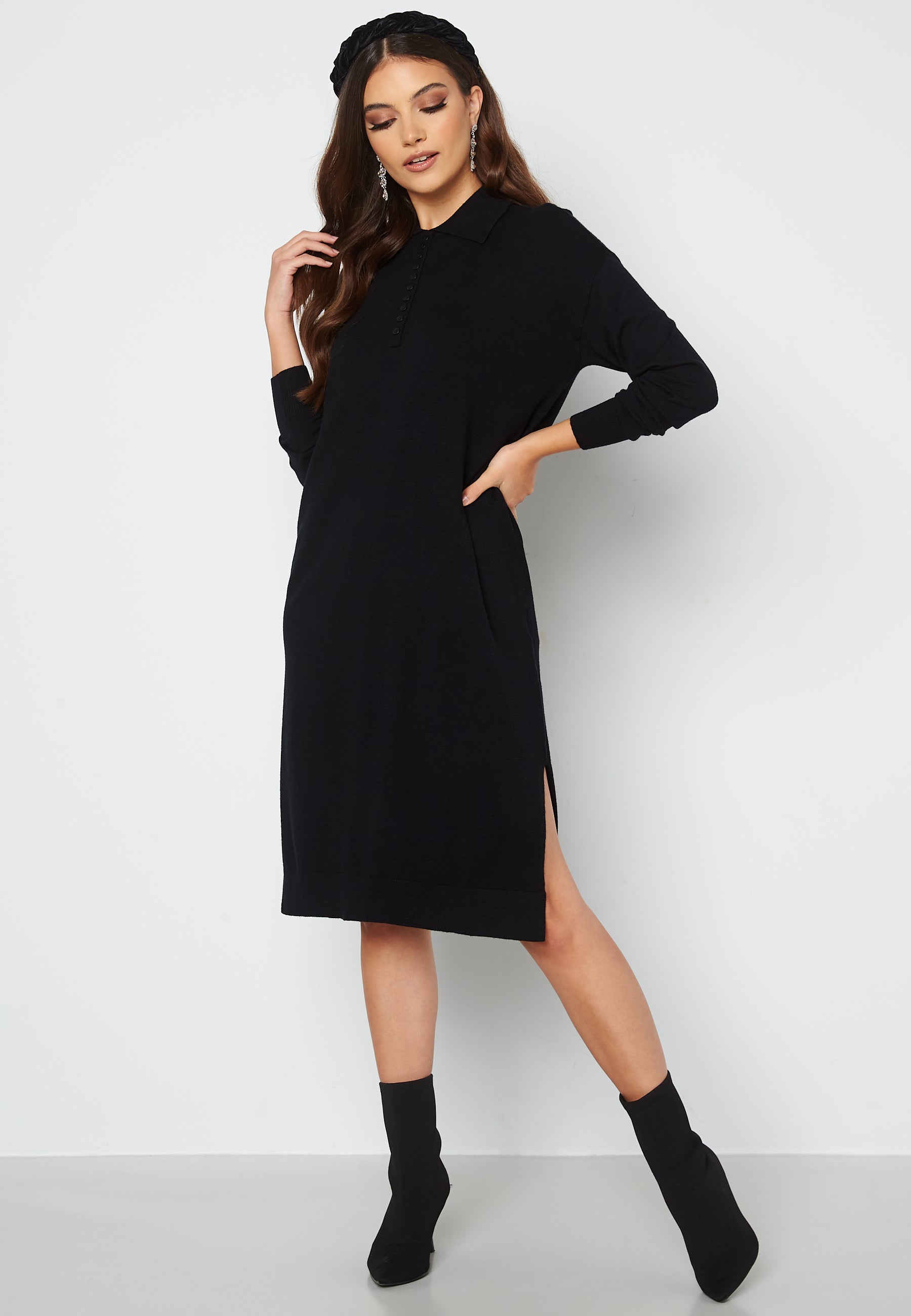 VERO MODA Saba LS Collar Below Knee Dress