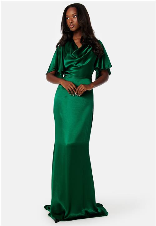 Goddiva Satin Cowl Front Maxi Dress
