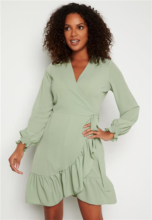 John Zack Frilly Wrap Mini Dress