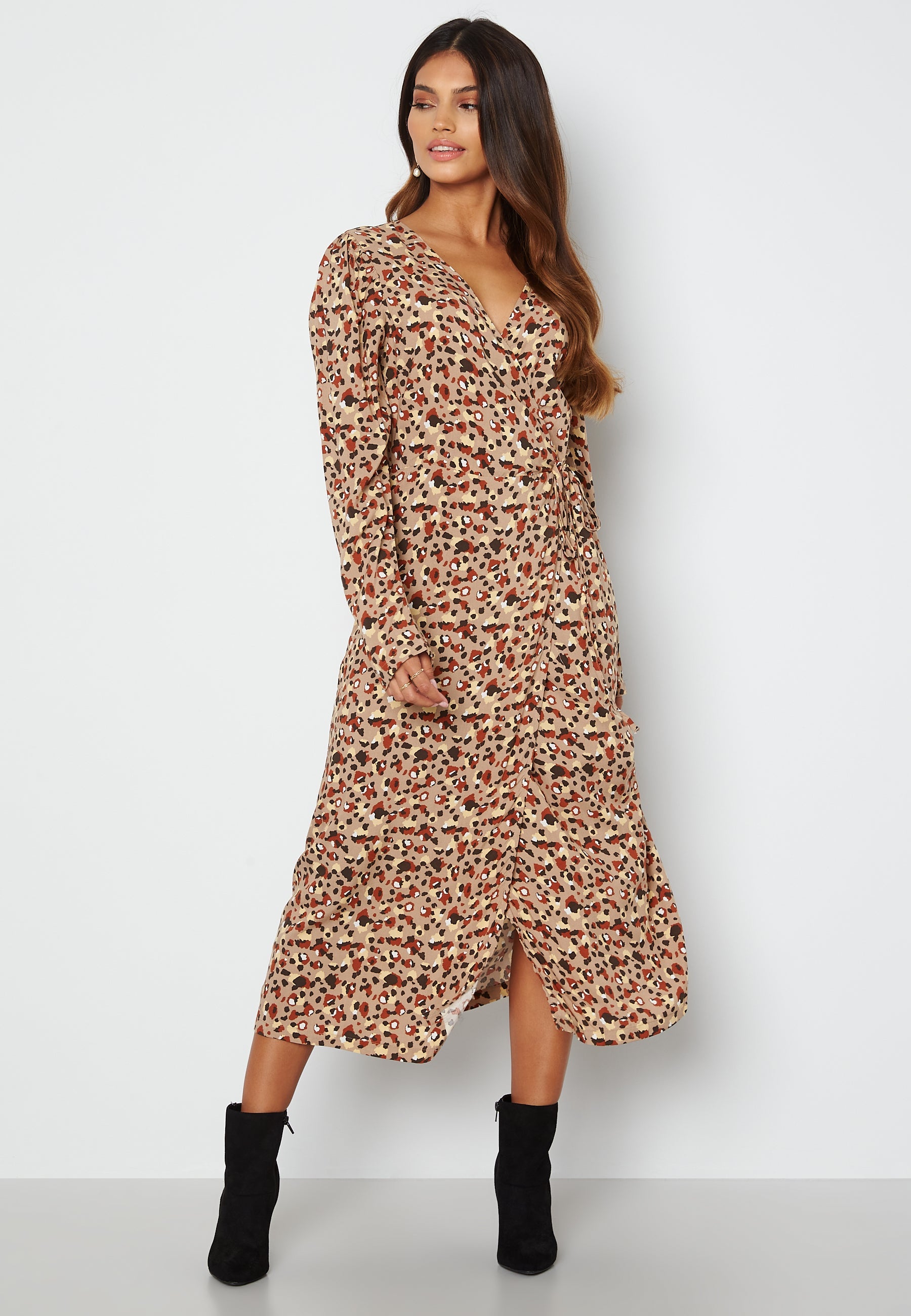 Pieces Carly LS Wrap Midi Dress