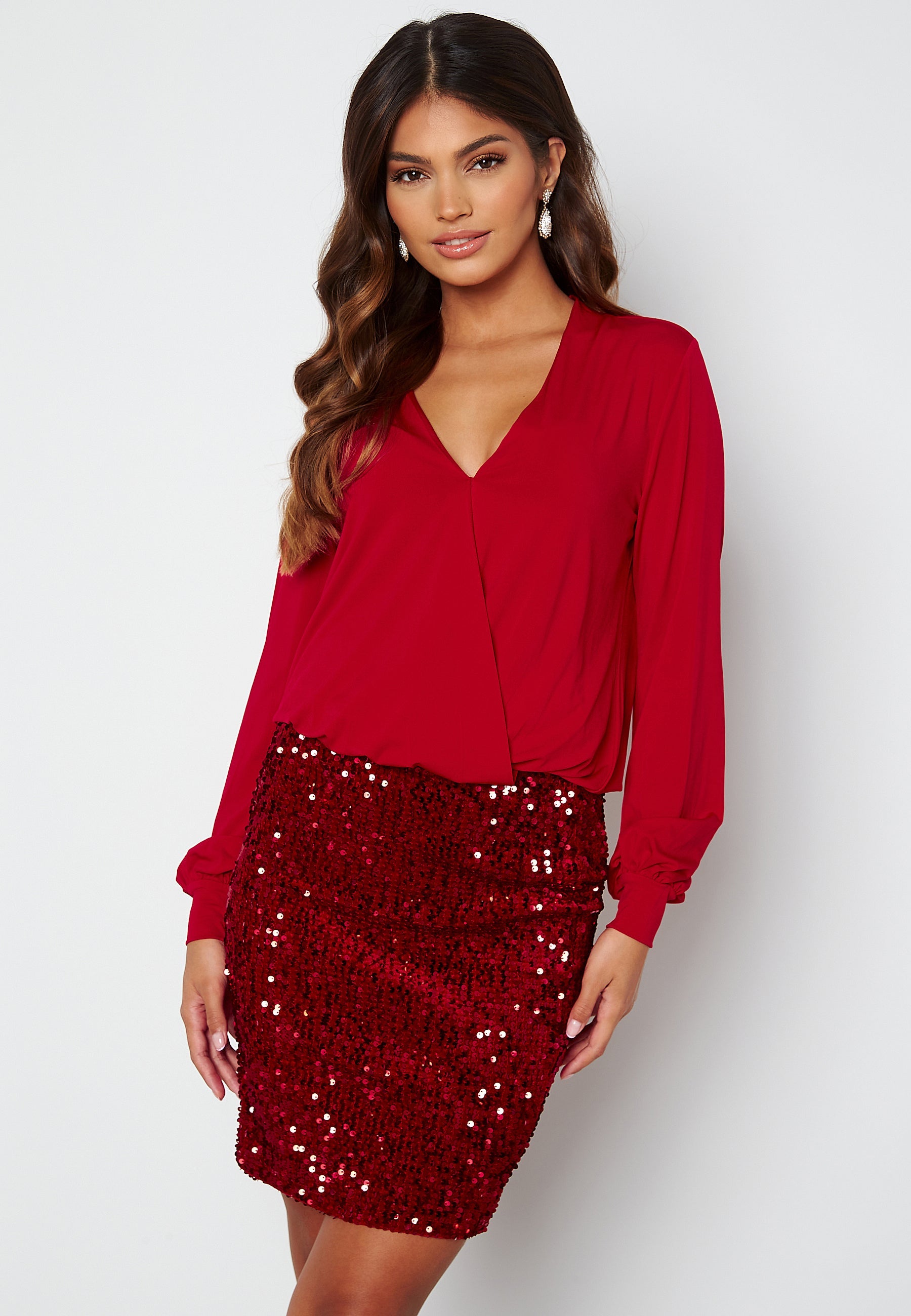 Happy Holly Sequin Skirt Short Dress