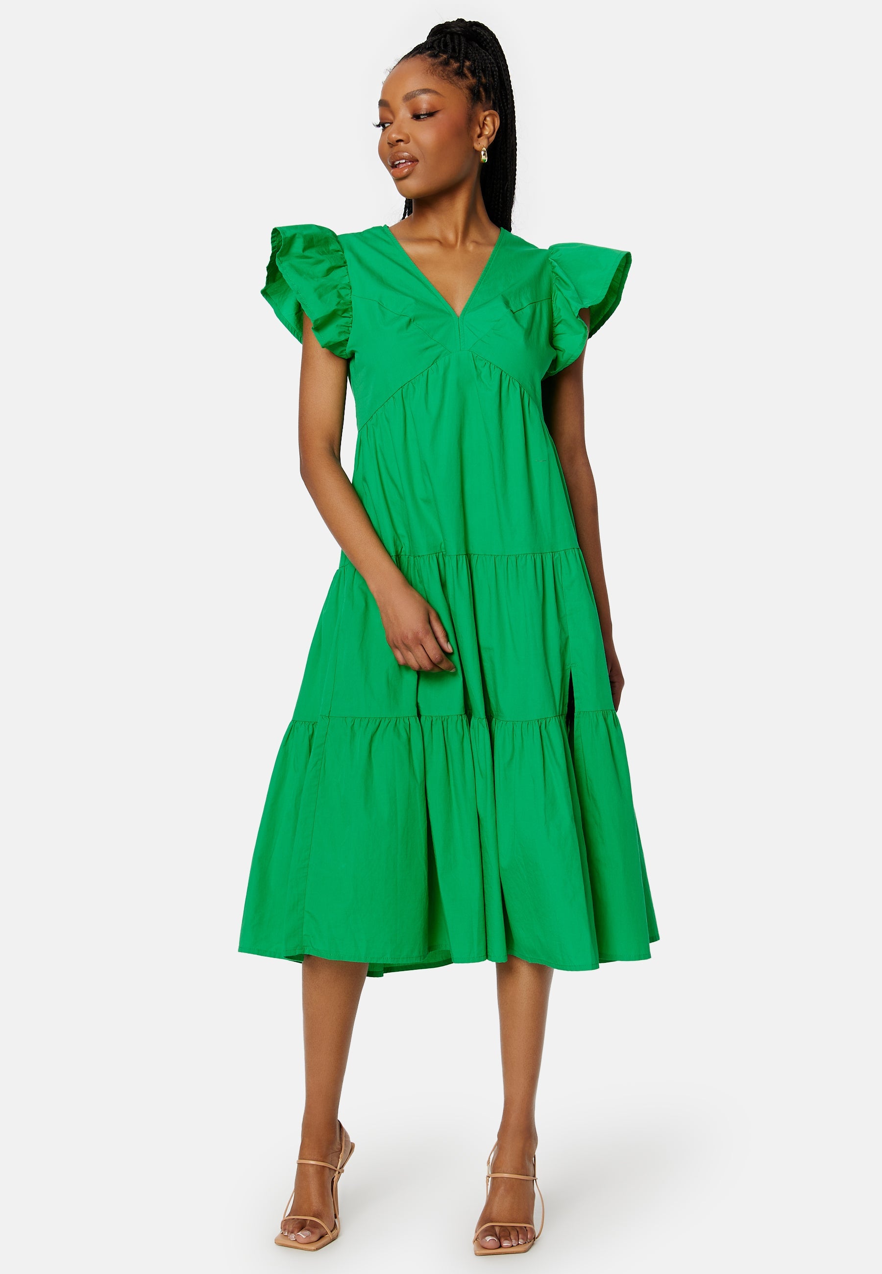 VERO MODA Jarlotte SS V-Neck Calf Slit Dress