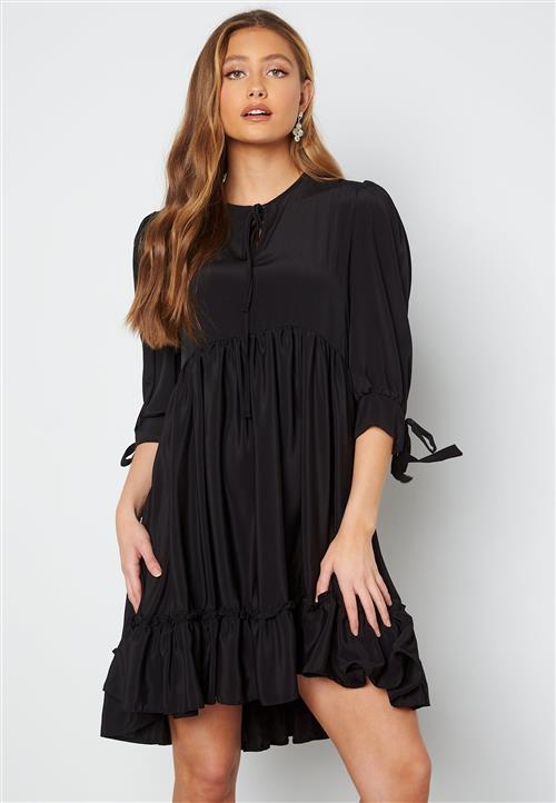 John Zack Tie Neck Frill Hem Dress
