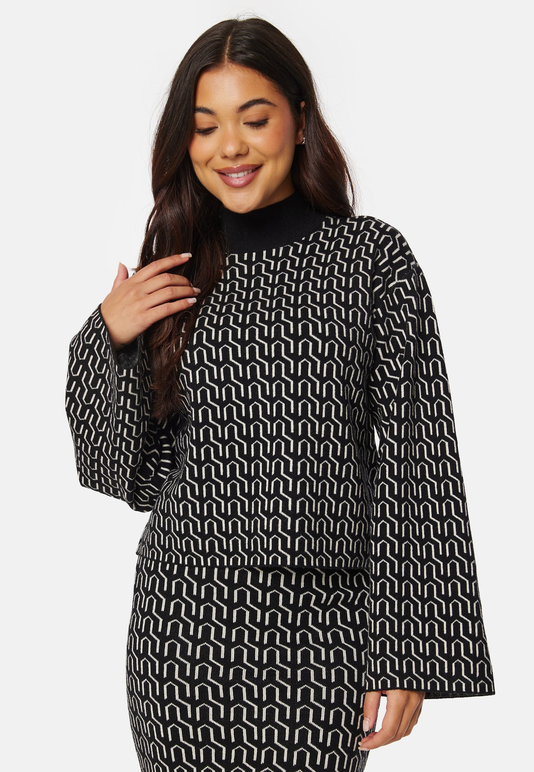 VERO MODA Gold Needle Art LS Wide High Neck Pull