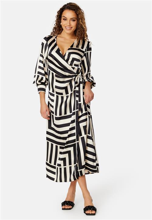 Object Collectors Item Sateen AOP L/S Wrap Dress