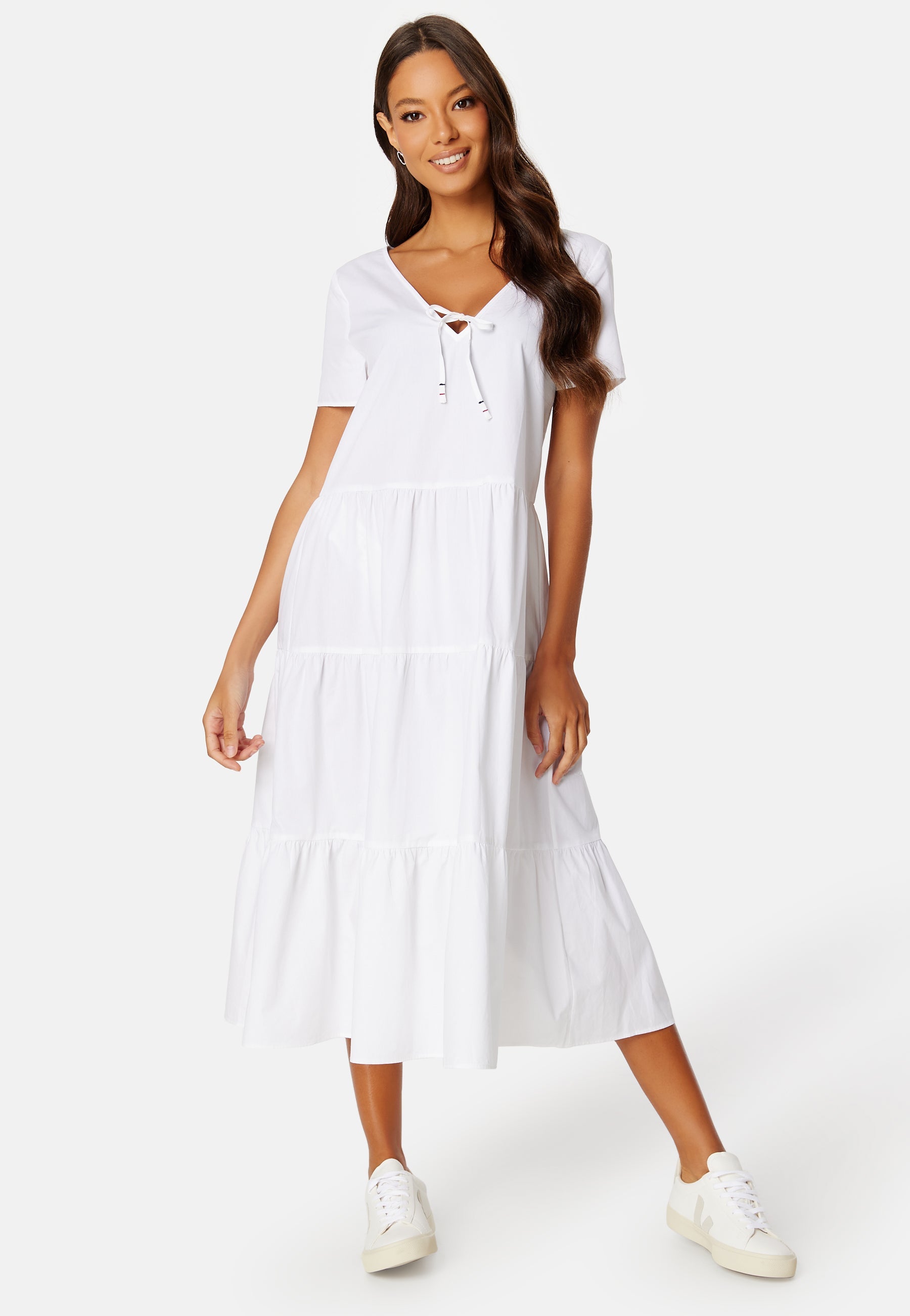 TOMMY JEANS Poplin Tiered Midi Dress