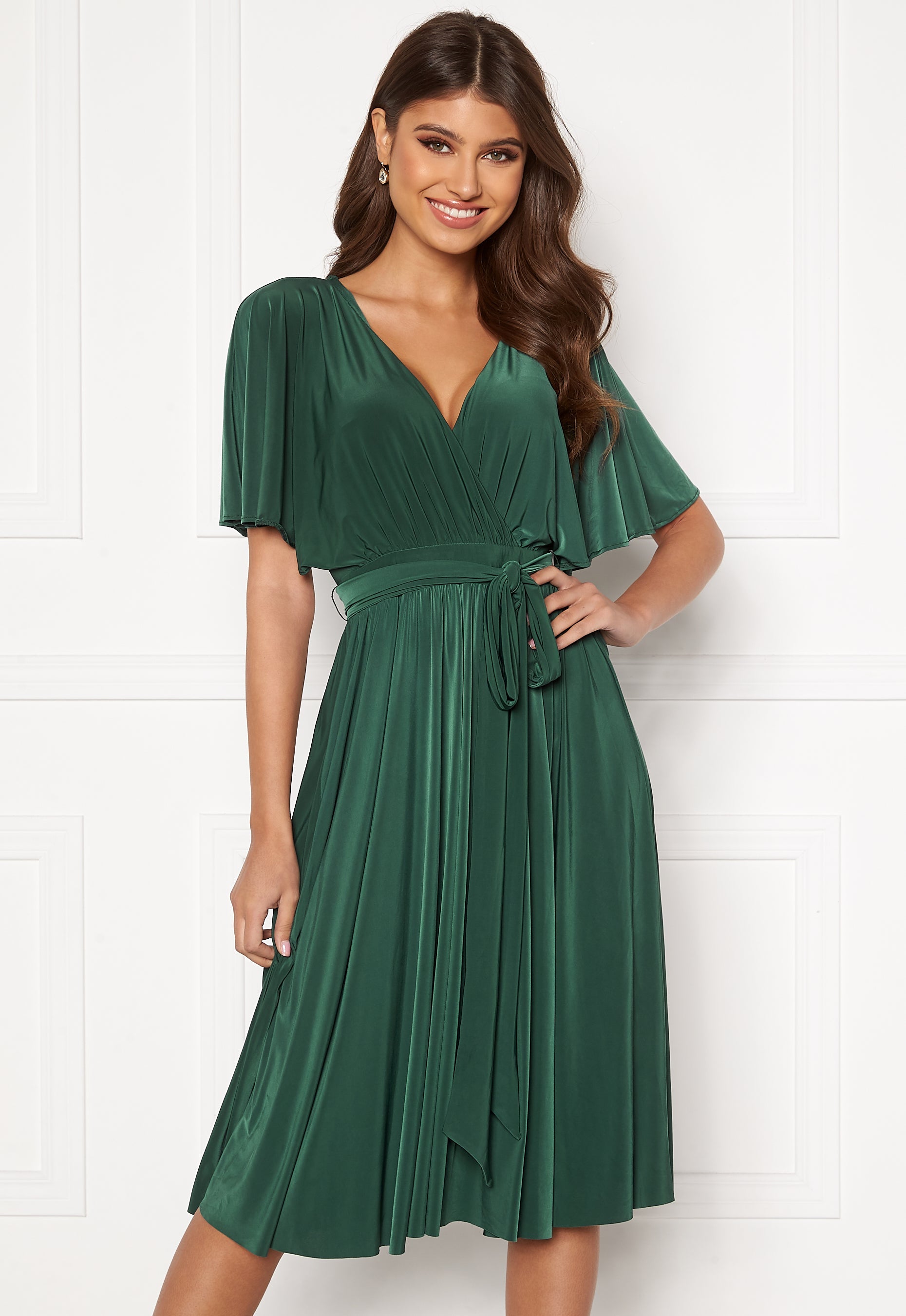 Goddiva Flutter Sleeve Midi Dress