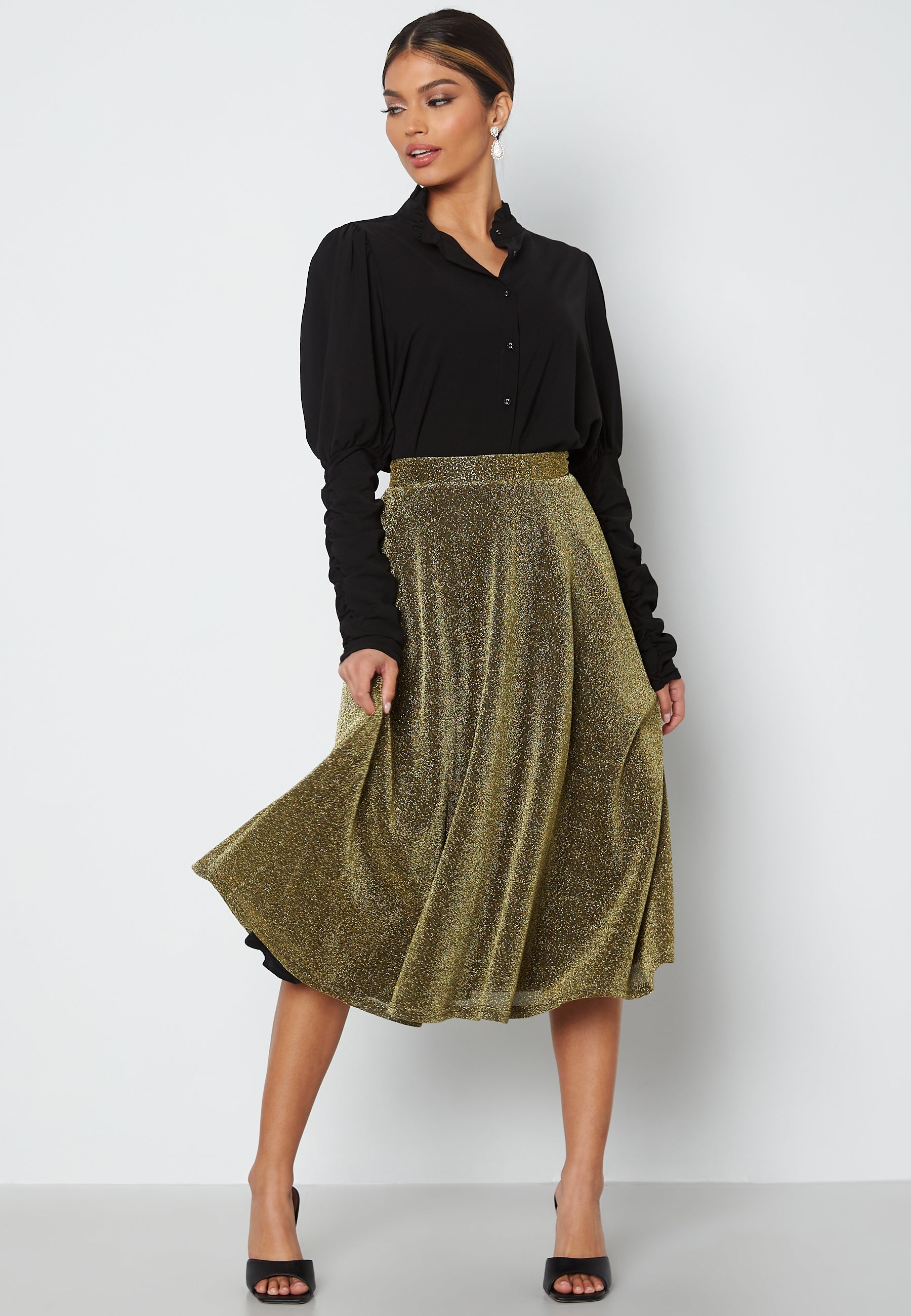 Goddiva Glitter Midi Skirt