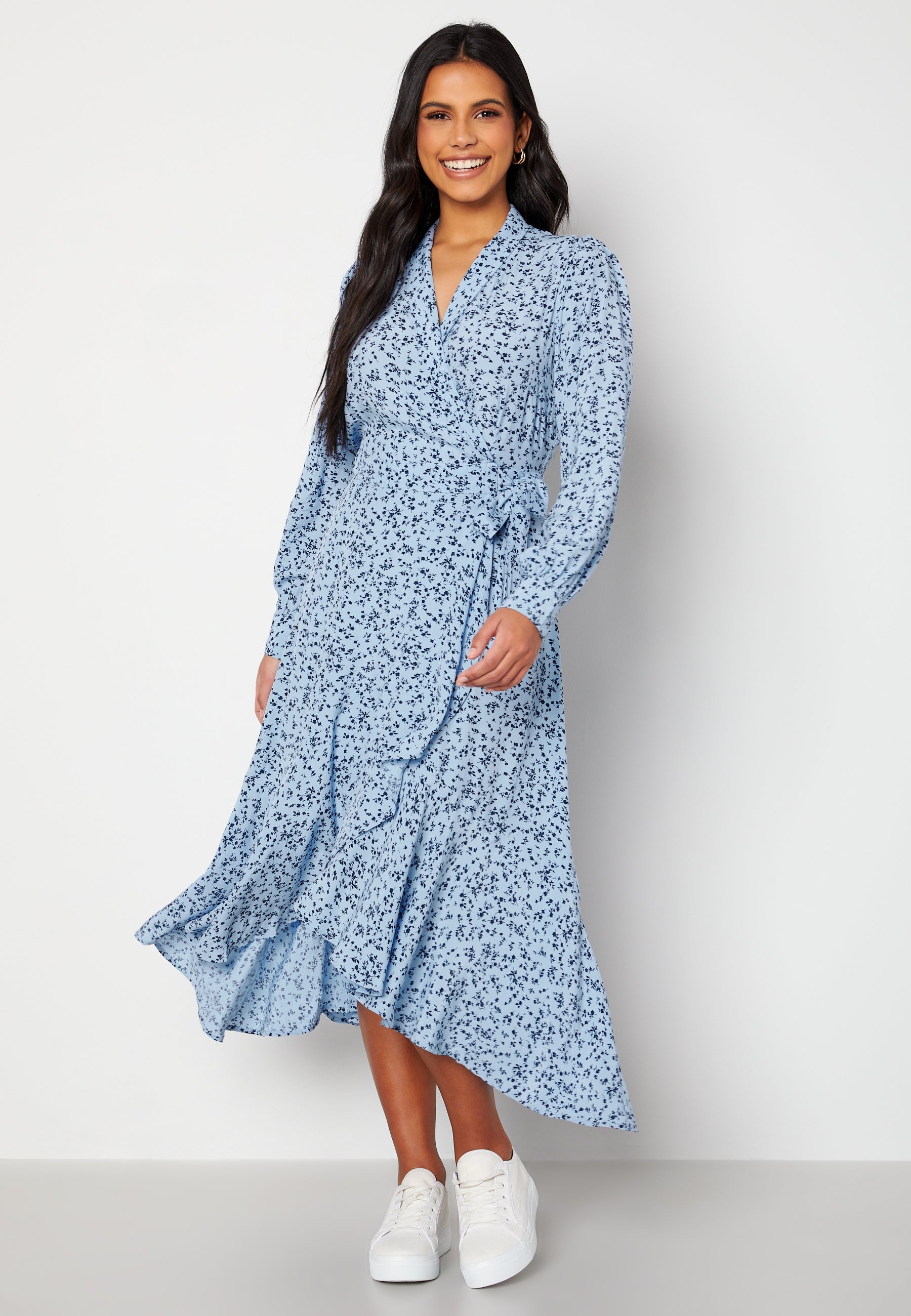 YAS Clora LS Midi Wrap Dress
