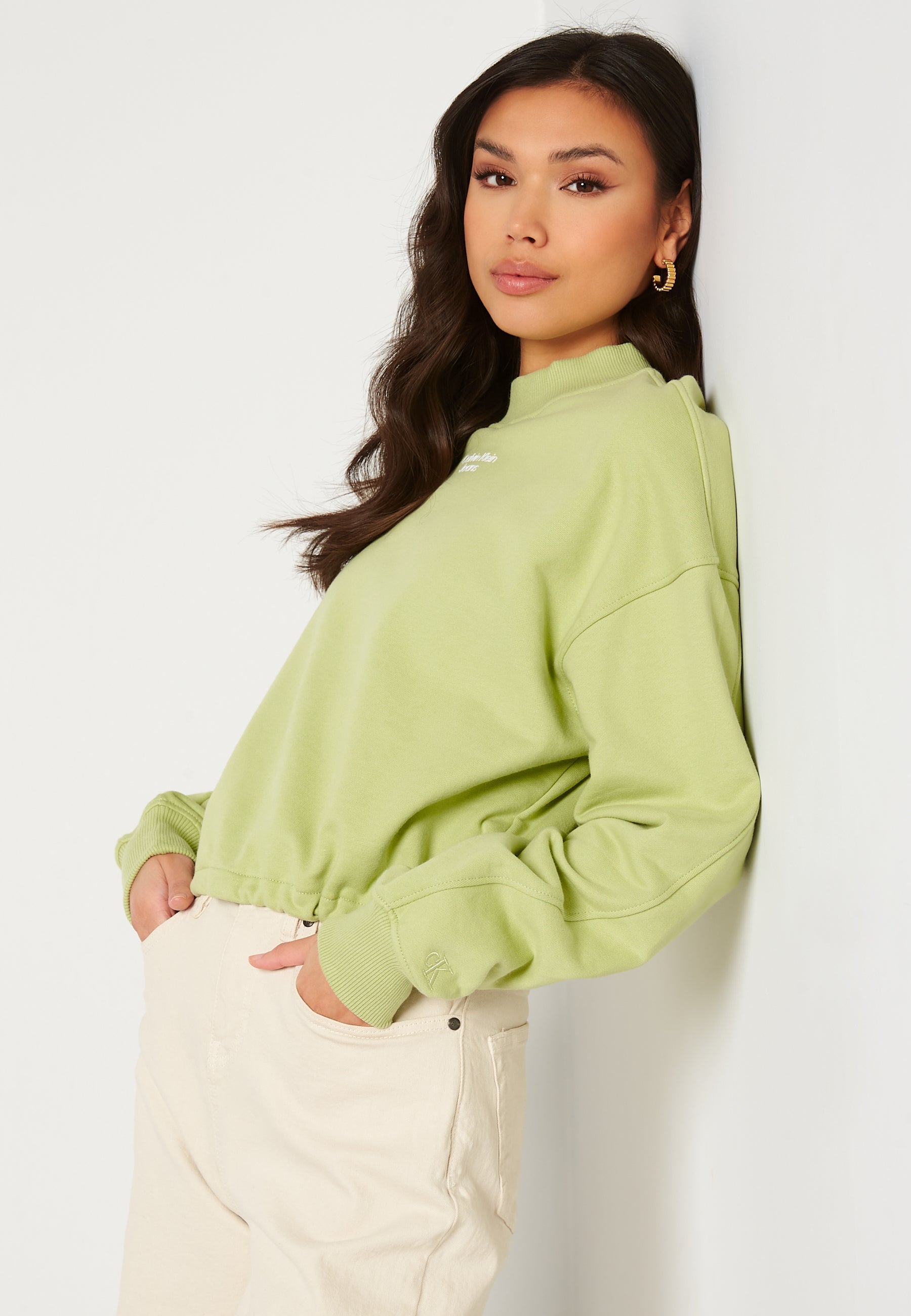 Calvin Klein Jeans Stacked Logo Mockneck Sweatshirt