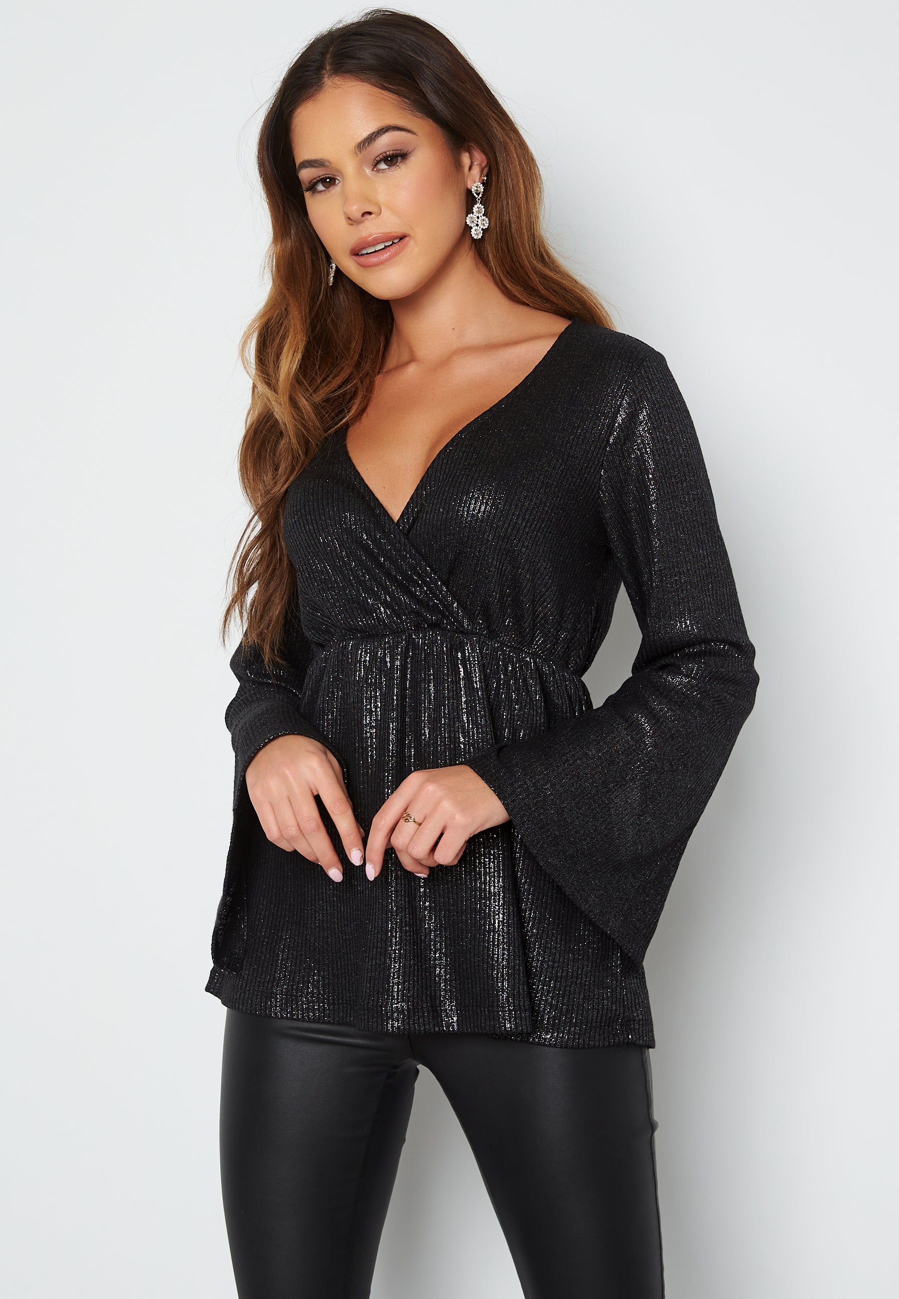 Happy Holly Romy glitter wrap top
