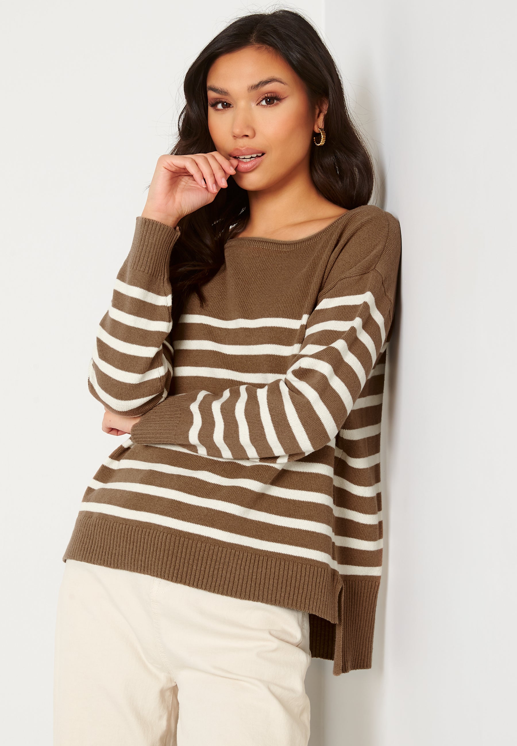 VILA Suza Boatneck L/S Stripe Knit Top