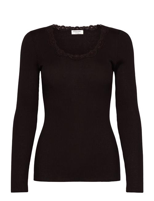 Rosemunde | Rwbabette Silk Ls U-Neck Lace T-Shirt | XS