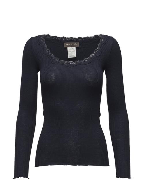Rosemunde | Rwbabette Silk Ls U-Neck Lace T-Shirt | XL