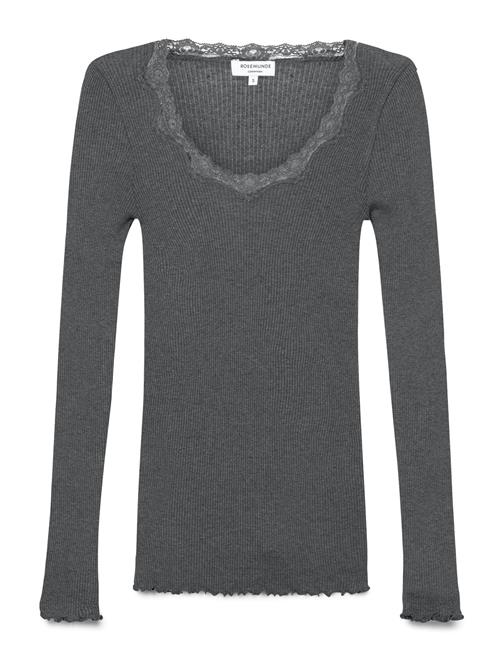 Rosemunde | Rwbabette Silk Ls U-Neck Lace T-Shirt | XL