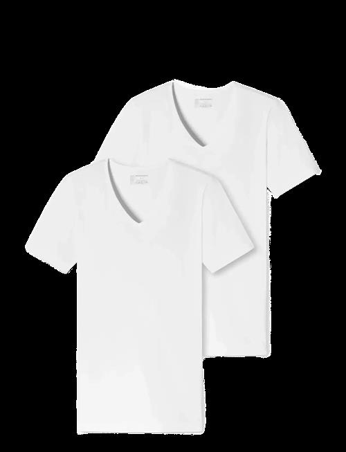 Schiesser | Short-Sleeve Shirts, 2-Pack, Deep V-Neck, White – 95/5 | XL