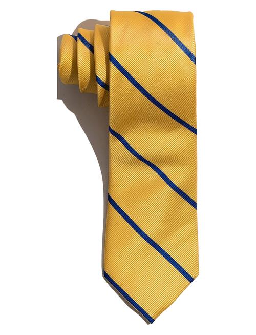 AN IVY | Yellow Blue Single Stripes Silk Tie | ONE SIZE