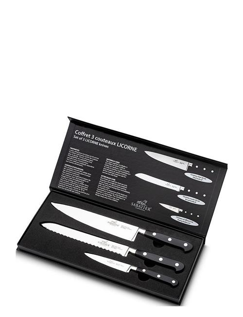 Lion Sabatier | Knivsæt Licorne, 3 Dele, Stål/Sort | ONE SIZE