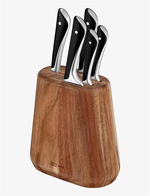Jamie Oliver Tefal | Jamie Oliver Knife Set 5Pcs On Chef 15Cm + Paring 9Cm + Utility 12Cm + Santoku 16,5Cm + Bread 20Cm | ONE SIZE
