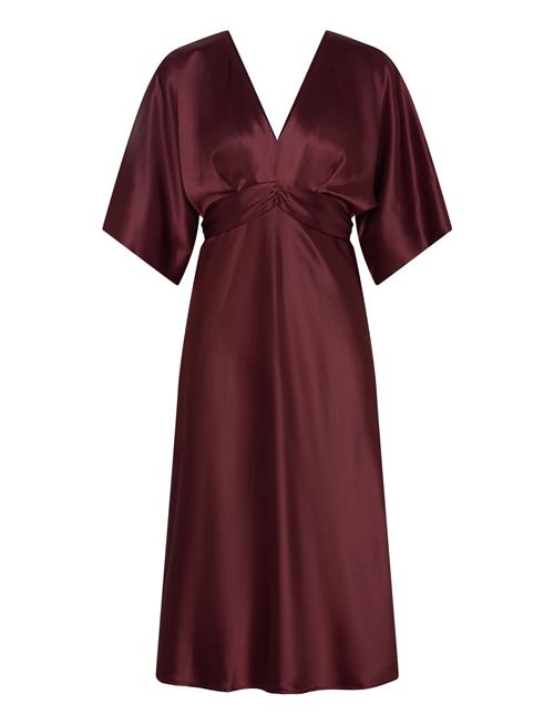 Malina | Juno V-Neck Satin Midi Dress | M