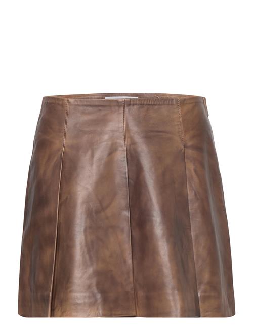 REMAIN Birger Christensen | Leather Pleated Skirt | 34