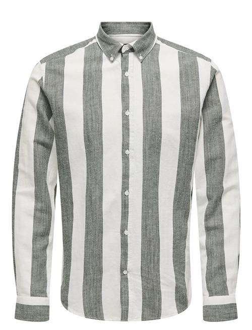 ONLY & SONS | Onsarlo Slim Ls Stripe Hrb Linen Shirt | XL