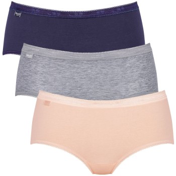 Sloggi Trusser 3P Basic Plus Midi Colored Rød/Gul bomuld 42 Dame