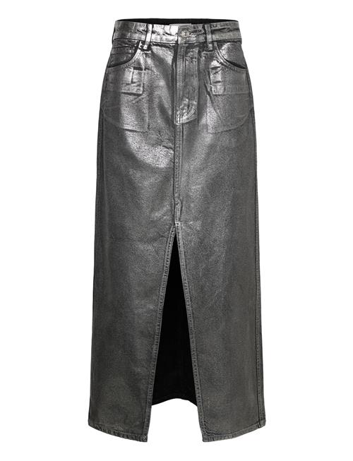 Mango | Long Foil Denim Skirt | XS