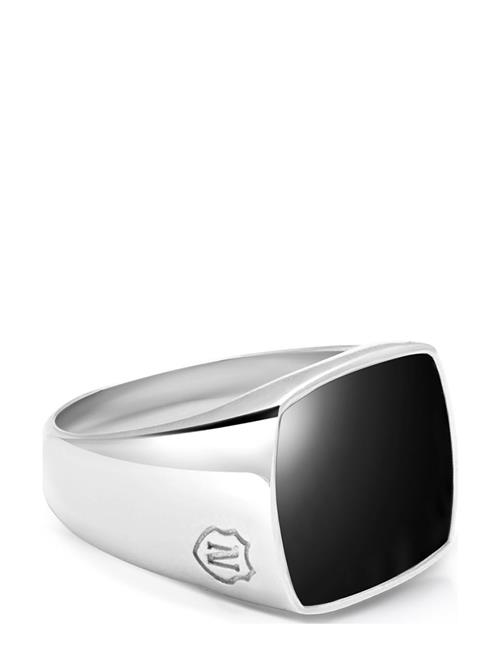 Nialaya | Men's Silver Signet Ring With Onyx | 70