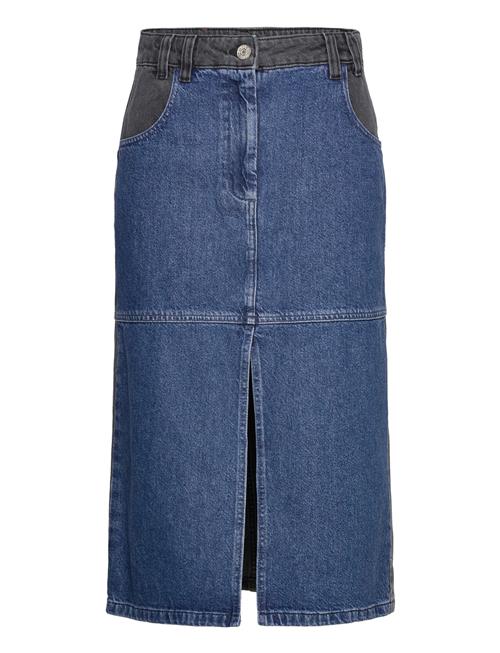Stella Nova | Black And Blue Denim Midi Skirt | 36