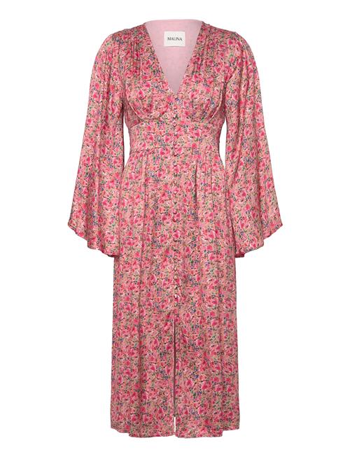 Malina | Auden V-Neck Satin Midi Dress | XS