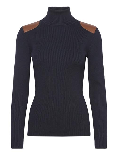 Lauren Ralph Lauren | Faux-Leather-Trim Ribbed Turtleneck | L