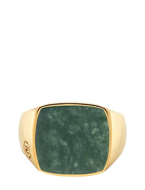 Nialaya | Men's Golden Cocktail Ring With Green Jade | 67 x 67
