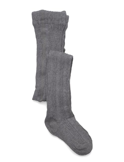 Geggamoja | Cable Knitted Stockings Grey Melange | 86-92