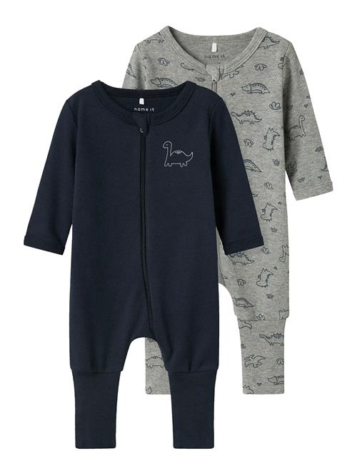 name it | Nbmnightsuit 2P Zip Ff Grey Dino Noos | 104