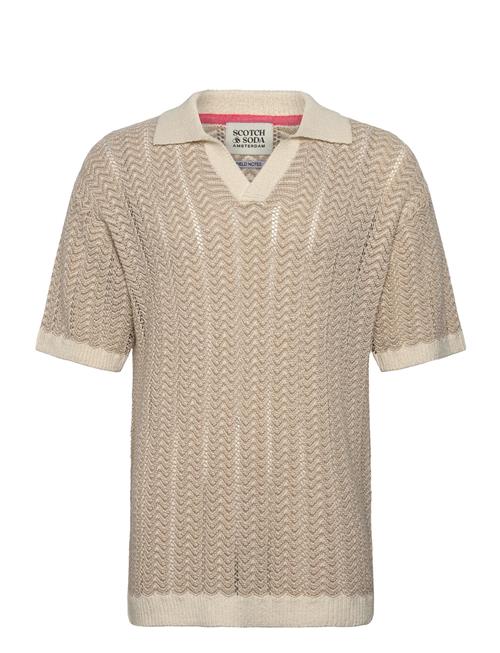 Scotch & Soda | Open Structured Knitted V-Neck Polo | L