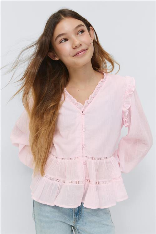 Gina Tricot - Y long sleeve blouse - Toppe til piger 9–14 år - Lyserød - 134/140 - Pige