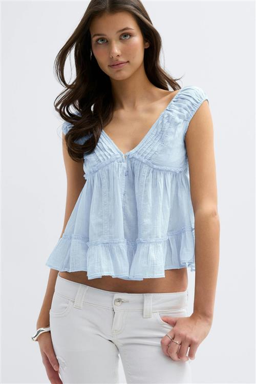 Gina Tricot - 14+ sol blouse - Bluser - Blå - XS - Dame